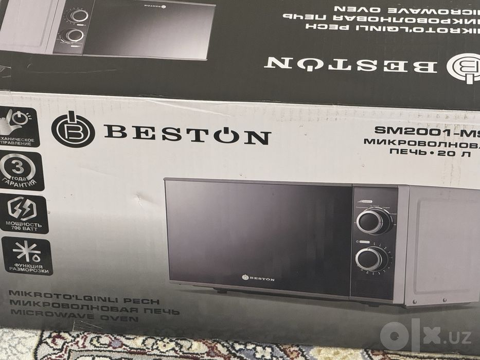 Mikrotolqinli pech Beston SM2001-MS yangi ochilmagan korobkasidan