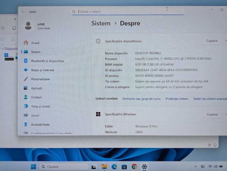 Laptop Lenovo ThinkPad X240 Intel core i7-4600U , 8GB RAM, SSD 240 GB