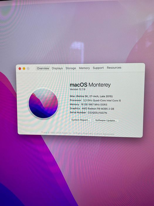 ОТЛИЧЕН 27" 5K iMac А1419 (5K, Late 2015)-i5/16GB RAM/2TB Fusion Drive