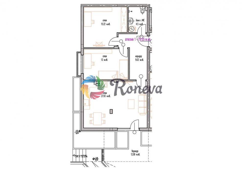 3-стаен в Варна-м-т Траката площ 87 цена 78000