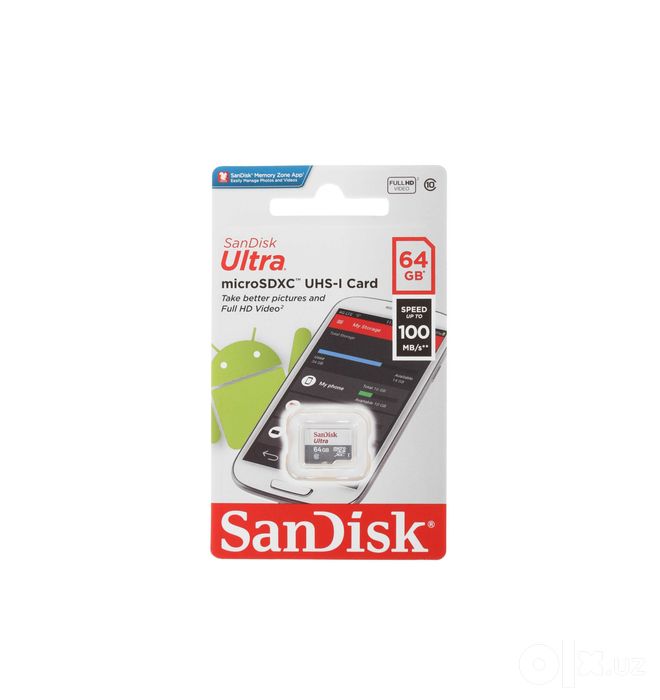 Карта памяти SanDisk Ultra microSDXC 64GB Class 10 UHS-I (до 100 MB/s)