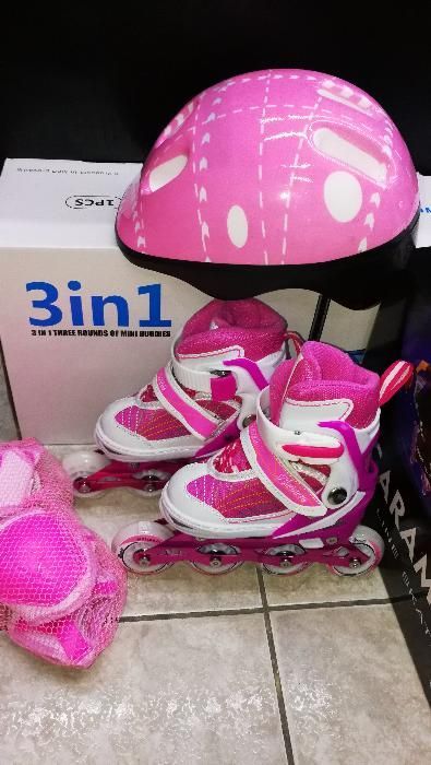 Ролери Светещи к-кт с Каска и Протектори 6024 НОВИ