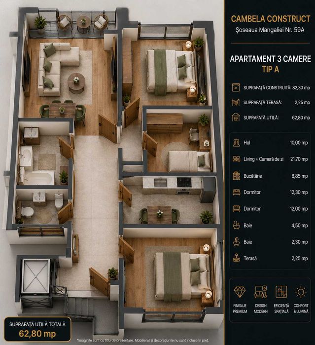 Apartament 3 camere Premium – Șos. Mangaliei 59A