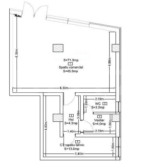 Spatiu comecial cu chiriasi, 71 mp, bloc nou, zona Corneliu Coposu