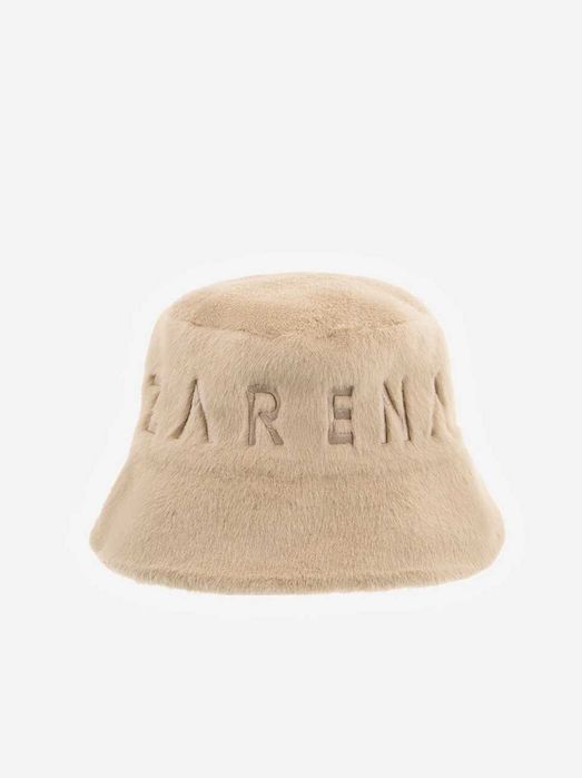 Дамска шапка ZARENA с периферия от teddy плюш - бежова