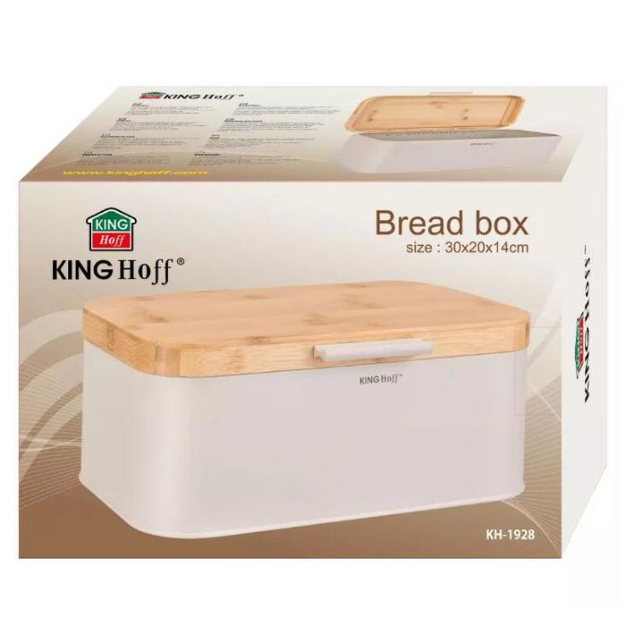 Cutie pentru paine, bej, cu capac din bambus, 30 × 20 × 14 cm,