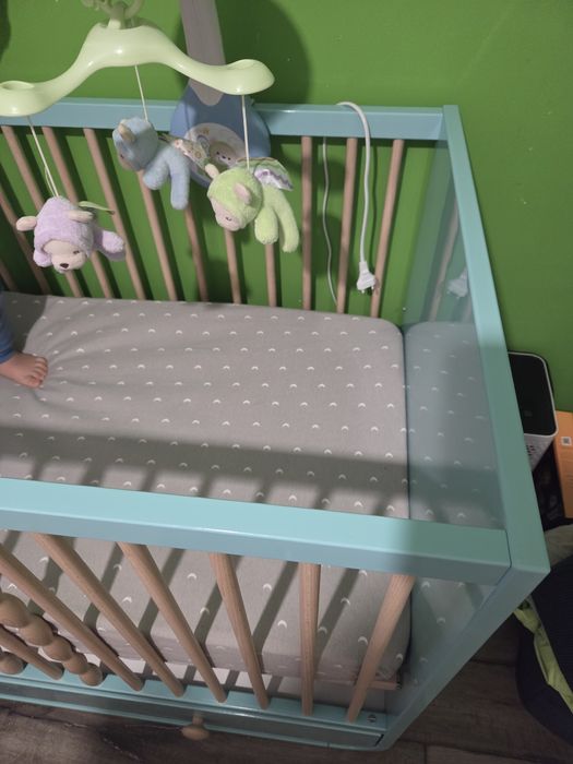 Patut bebe Ikea 60x120 turcoaz cu saltea