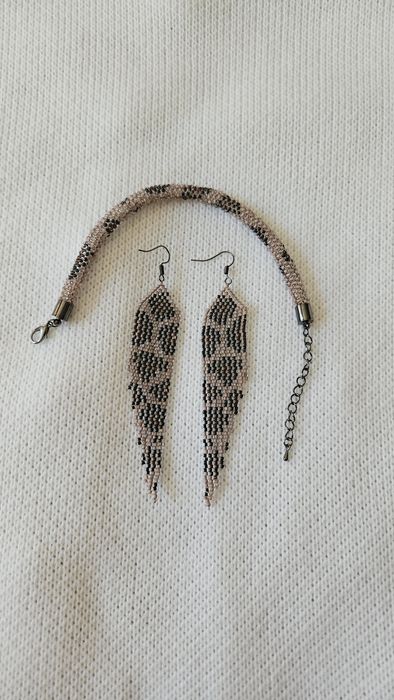 Комплект ЛЕОПАРД: Браслет + Серьги из бисера от ABJ Handmade