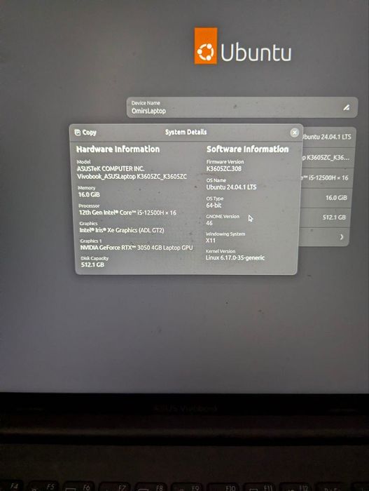 Ноутбук Asus Vivobook Corei5/RTX 3050
