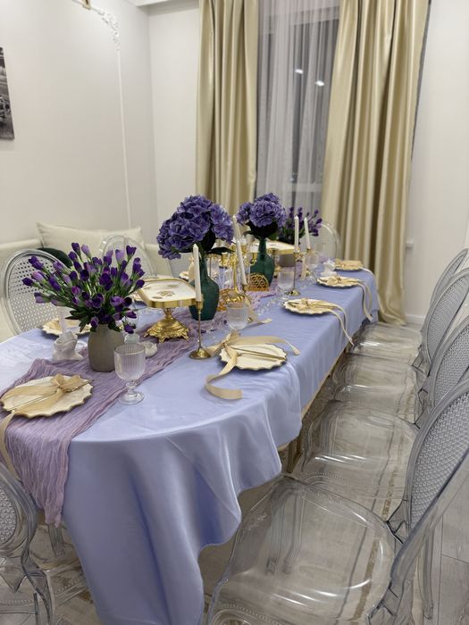 Аренда стол стульев,посуды и декор.