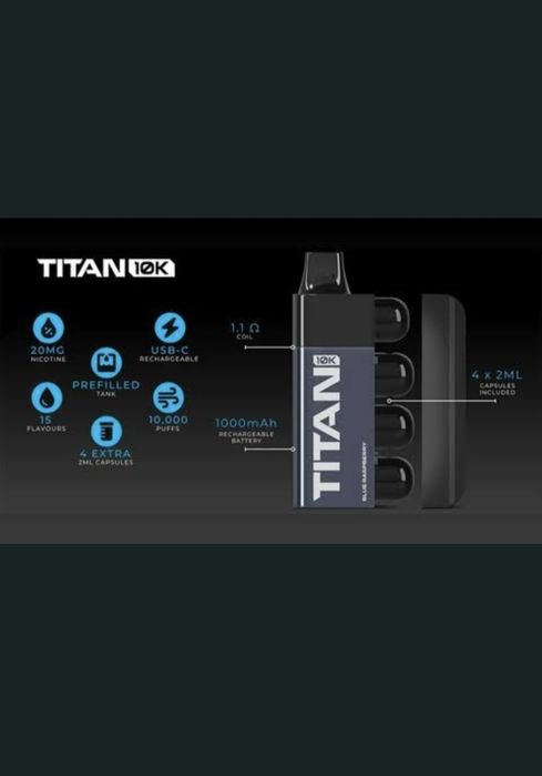 Vape 10.000 Puffs Titan 4 Capsule Reincarcabil