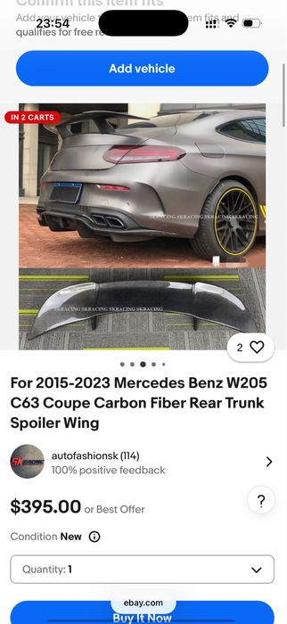 Карбонов спойлер за Mercedes W205 C63 AMG coupe лип дифузьор тунинг