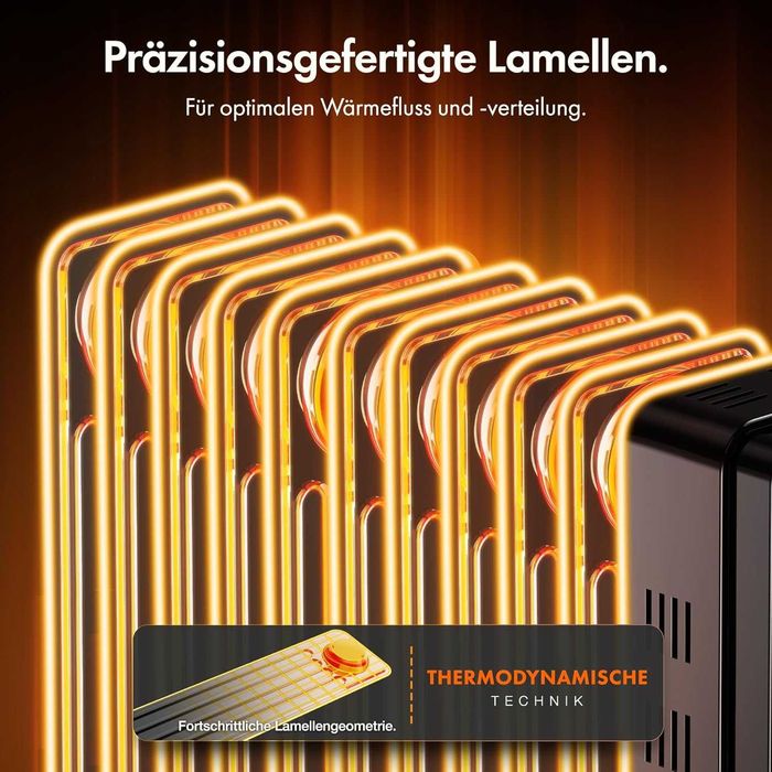 Radiator electric cu ulei VonHaus, cu 11 elementi și termostat, pentru locuință sau birou – putere suplimentară de încălzire 2,5 kW