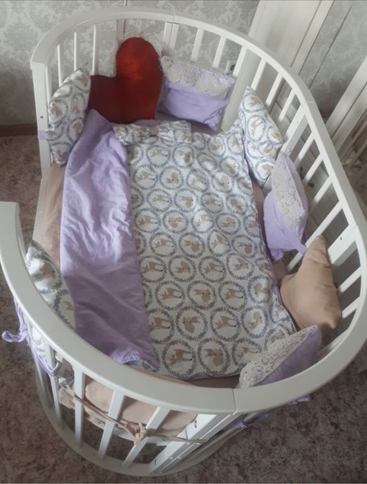 Дет.кровать трансформер +2матраса+постельный набор