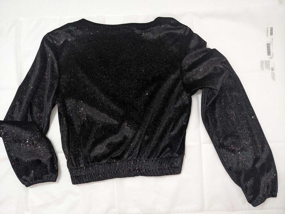 Bluză catifea neagră cu sclipici Terranova, mărimea M, stare excelenta