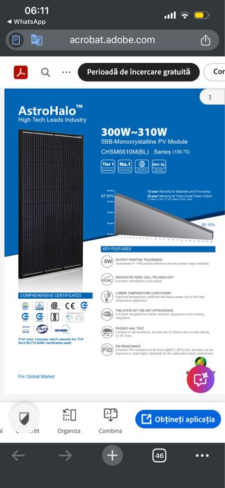 Panouri fotovoltaice AstroHalo 300W-310W – Full Black | Calitate Tier 1