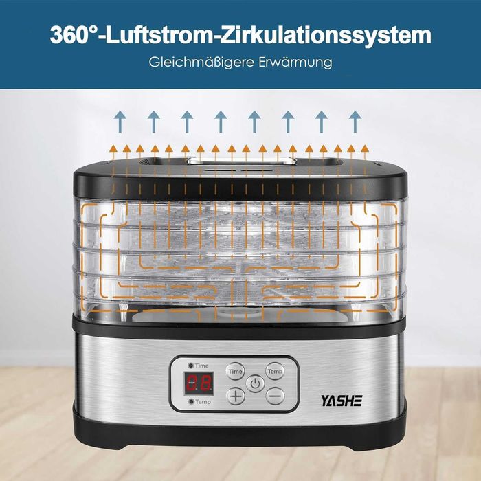 Дехидратор за зеленчуци/плодове Yashe GGJ-261A на 5 нива 240W 35-70°C