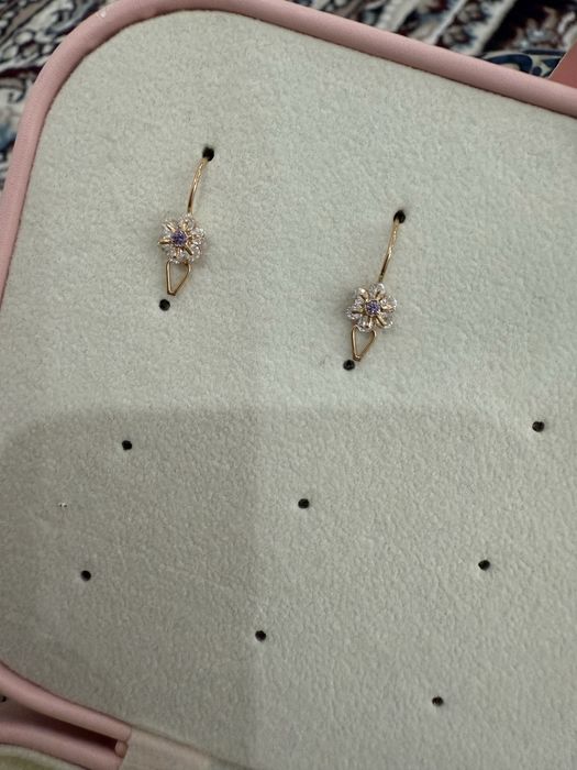 Детские серёжки золото проба 585 1 грам