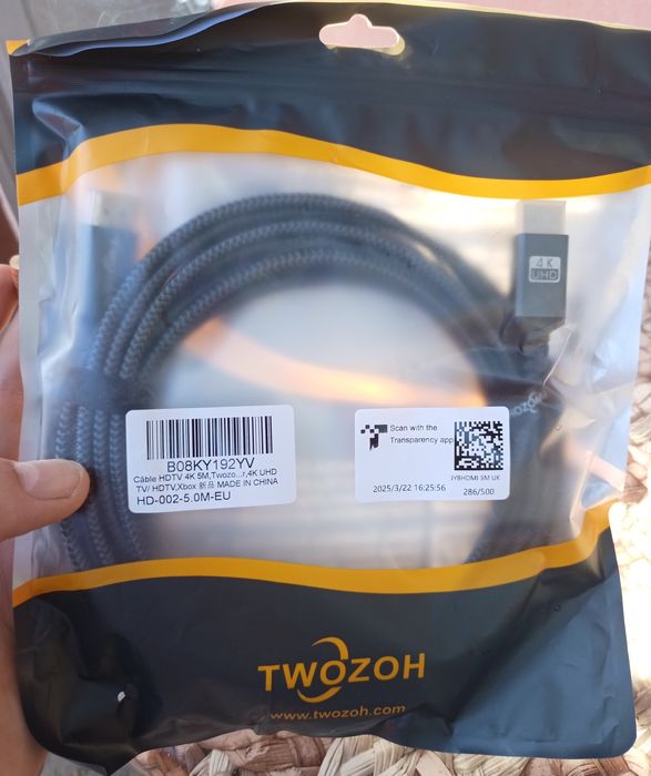 Cablu HDMI Twozoh 4K 5M, cablu HDMI împletit de mare viteză 60HZ 18Gbp