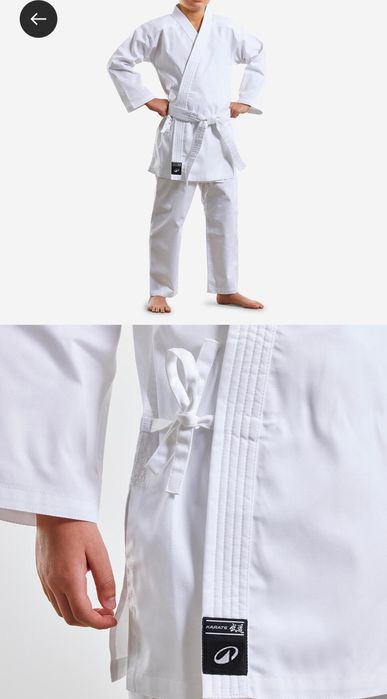 Bluza Kimono și centura alba, marimea 150, Decathlon