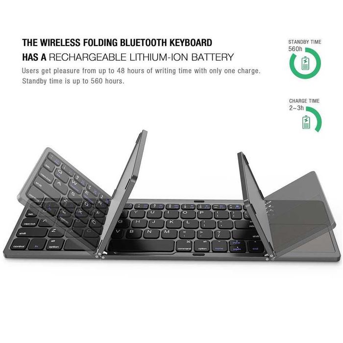 Wirelss rechargeable mini touch bluetooth foldable keyboard for ipad