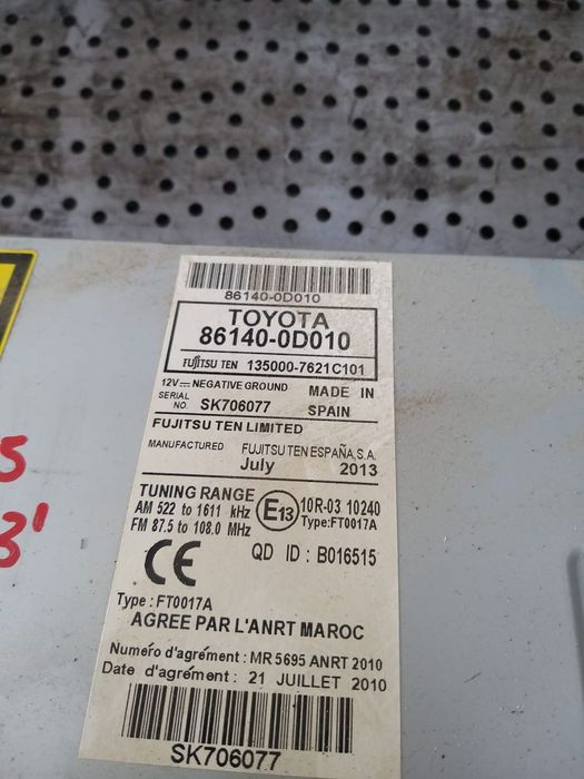 Radio cd player navigatie toyota yaris 3 p13 861400d010