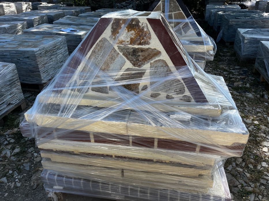 Градински Барбекюта от бетон с декорация от естествен камък