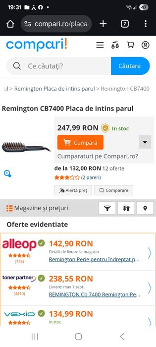 Vand perie de indreptat parul Remington CB7400