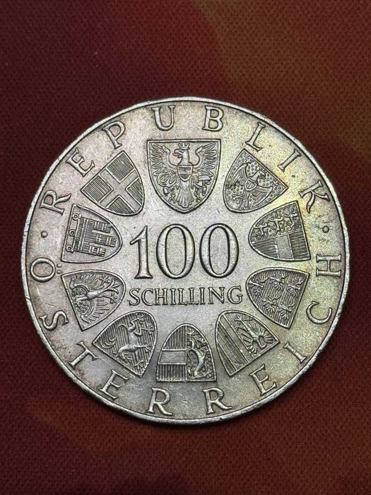 Сребърна възпоменателна монета 24гр - Австрия 100 Schilling 1976  Innsbruck Winter Olympics