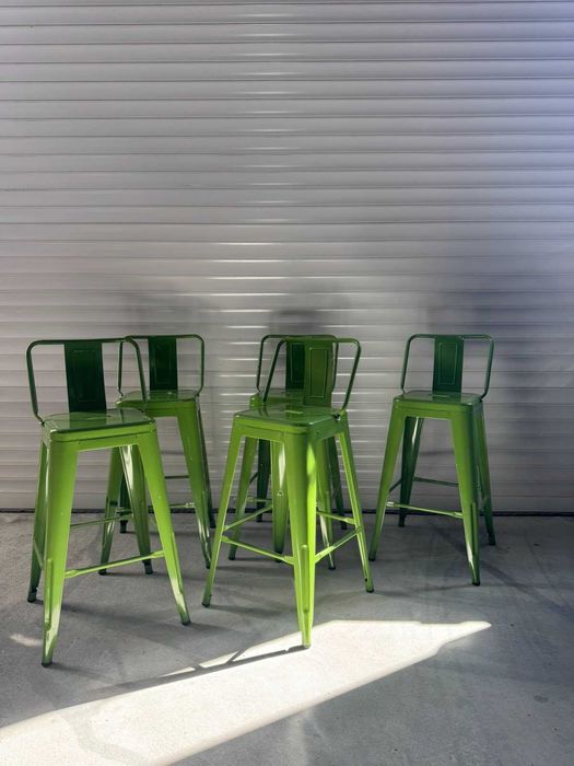 Комплект 5бр. бар столове с облегалка - Зелени. С дребни транспортни драскотини, цената е за целия комплект !