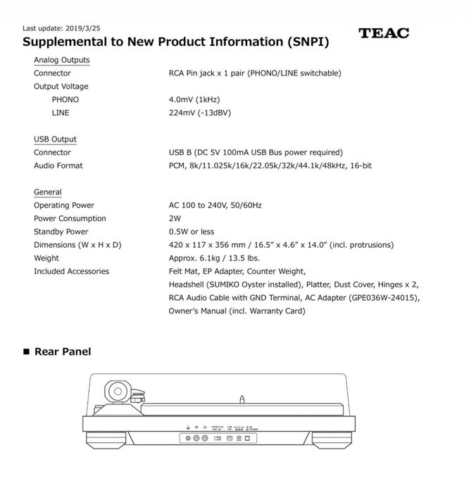 Teac TN-4D виниловый проигрыватель