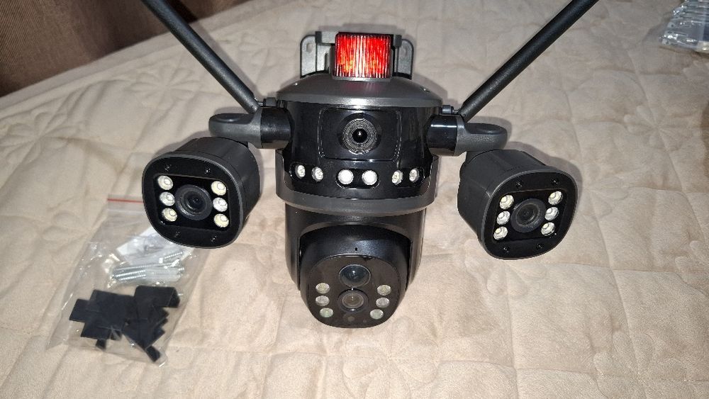 Camera supraveghere tripla, 4G, Panou Solar, 12MP, 6K, Ultra HD