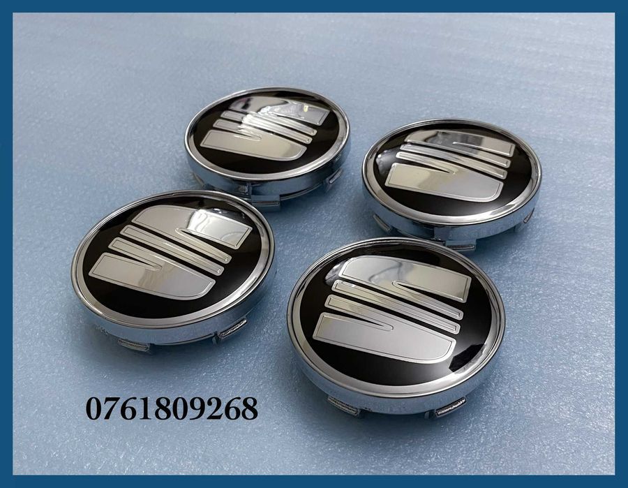 Set 4 capace negre 60mm jante aliaj Seat