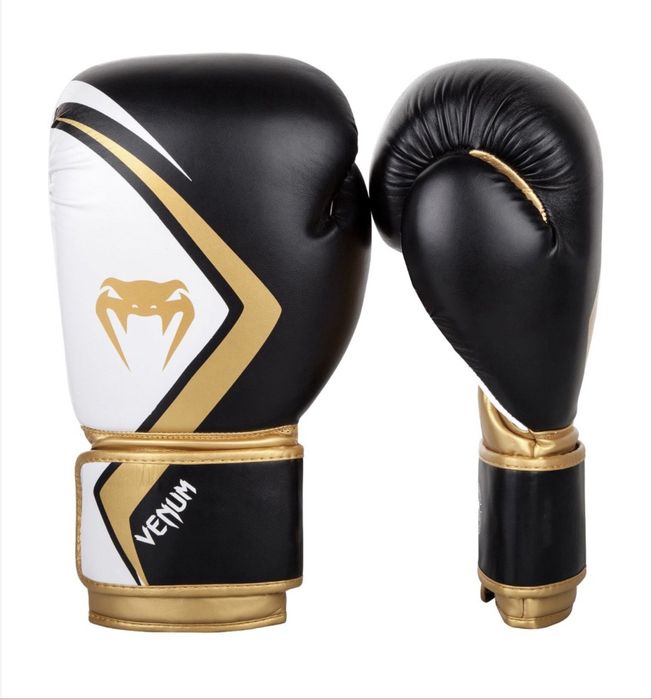 Manusi box VENUM Contender 2.0, 16oz, negu/alb/auriu