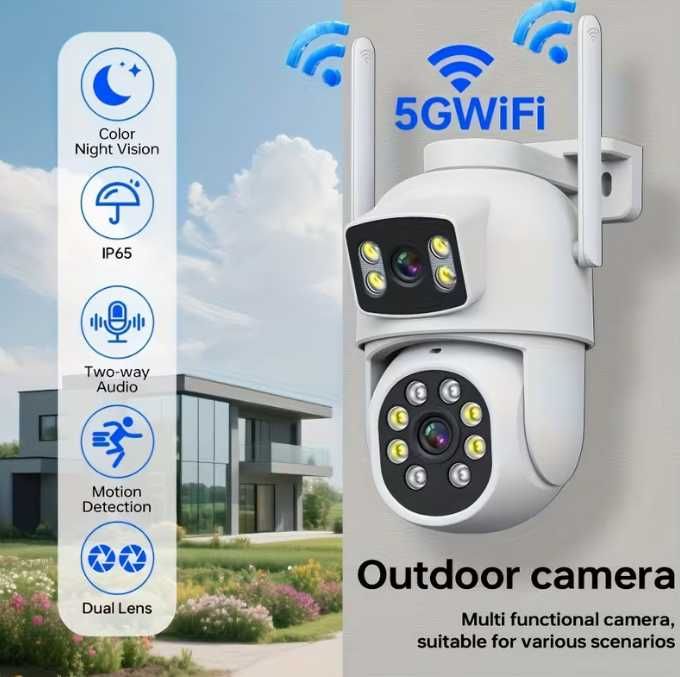 Cameră de supraveghere PTZ WiFi Dual Lens 2.4/5GHz