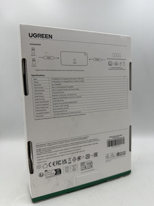 Ugreen DisplayPort Dual Monitor KVM Switch 2 In 2 Out Sigilat