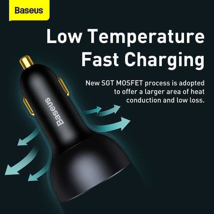 Зарядно за автомобил baseus usb + 2xtype c - qc5 pd 160w