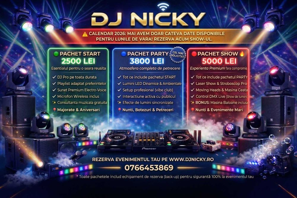 DJ Nunta Bucuresti/Ilfov | Atmosfera garantata | Sunet & Lumini Profesionale