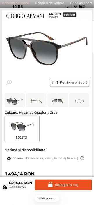 Ochelari soare Giorgio Armani Ref. AR8179 5026T3 Havana