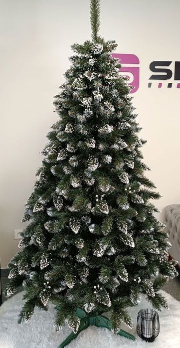 Brad artificial Christmas Deluxe by Sersimo, Crystal nins cu merisoare, 2D, 220cm