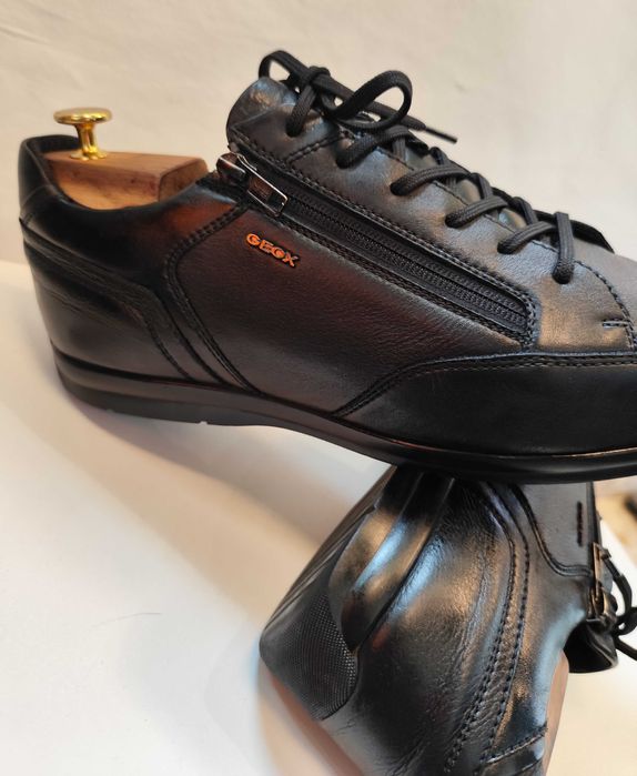Pamtofi casual 44 premium GEOX piele naturala moale negru