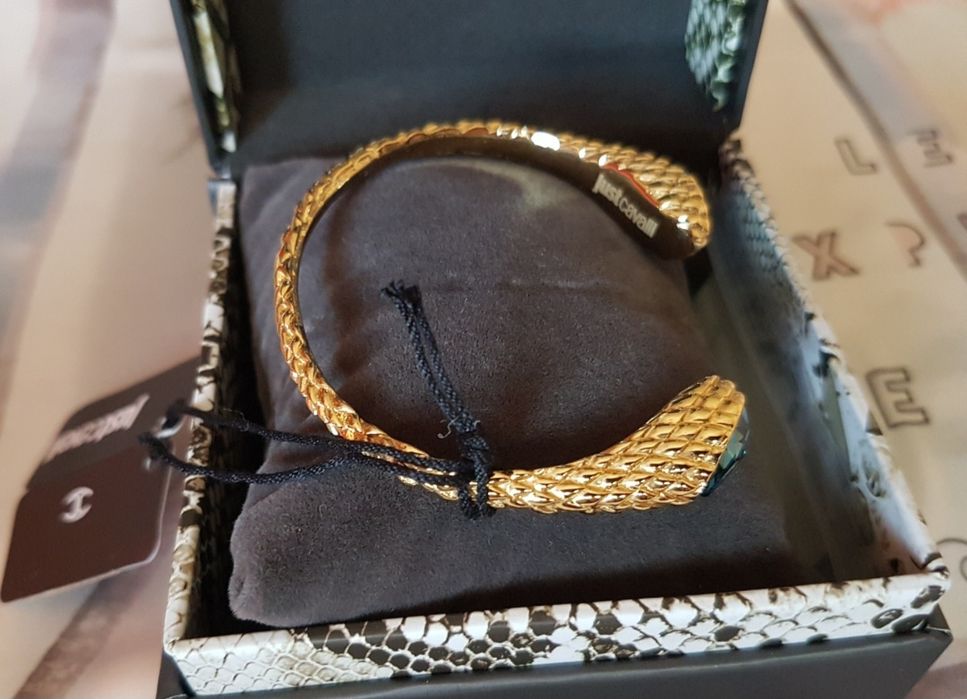 Just Cavalli дамска позлатена гривна със сини топази