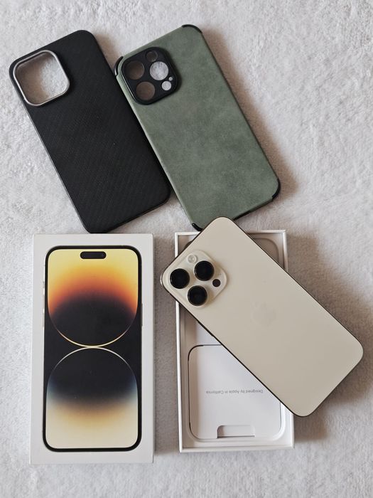 iPhone 14 Pro Max, 128 Gb, Gold, Full box, stare foarte buna