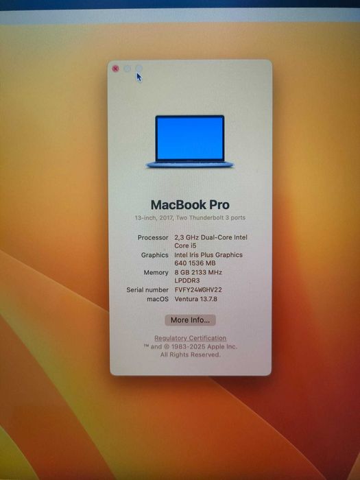 Vand MacBook Pro 2017 i5 8GB RAM A1708