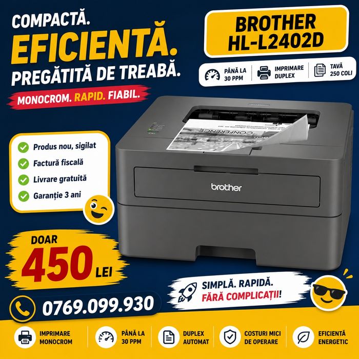 Brother HL-L2402D | Produs nou, sigilat | Livrare gratuita