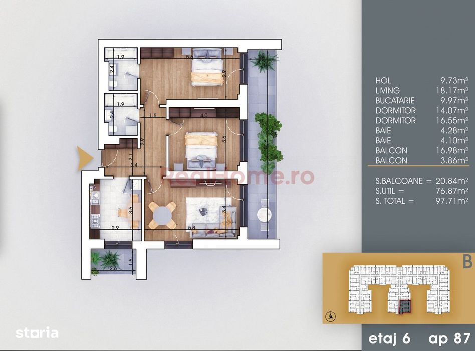 Apartament 3 camere Finalizat Mutare Rapida 7 Minute Metrou Nicolae Te