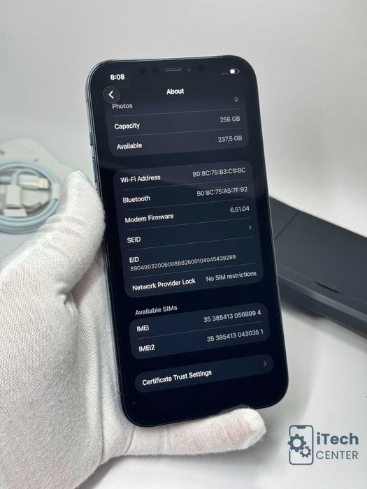 iPhone 12 Pro MAX, 256GB, Pacific Blue, 100% батерия, КАТО НОВ, ГАРАНЦИЯ!