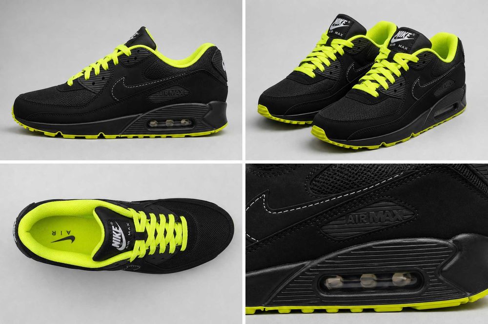 Мъжки маратонки Nike Air Max 90 „Black/Volt" — черно с неоново зелено - 40