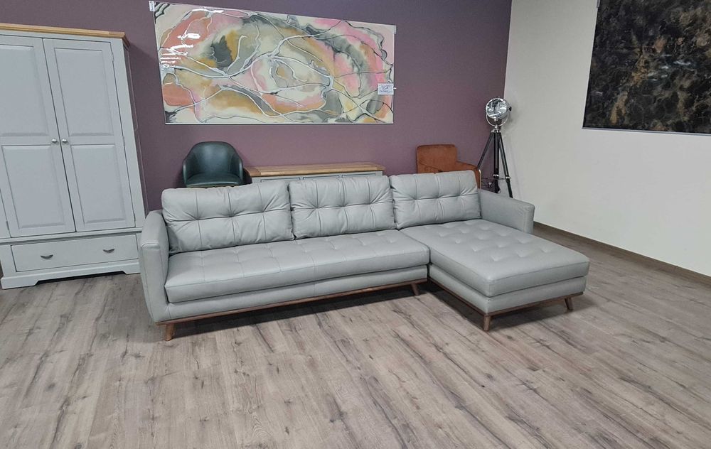 ПРОМОЦИЯ! Сив кожен ъглов диван Dwell Albi