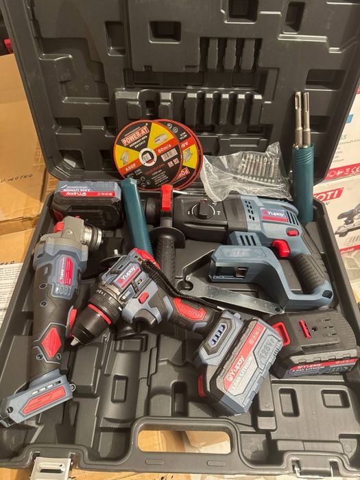 Шуруповерт Болгарка перфоратор Yupay 3в1 набор 3в1